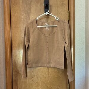 🌵 3/$15 Brown Ribbed Long Sleeve scoop neck Pullover Shirt ( see description)